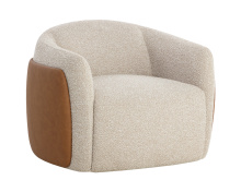 Sunpan 112208 - Caris Swivel Lounge Chair - Santa Cruz Oatmeal - Milliken Cognac